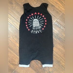 Rags to Raches Black Sleeveless Romper with Brave Eagle Design